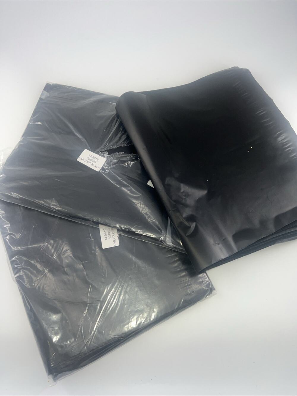 14.5x19" Black Poly Mailers Envelopes Plastic Boutique Shipping Bags - 130 Total